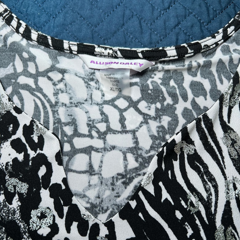 Allison Daley Animal Print 3/4 Sleeve Knit Top NWOT Size XL - Picture 4 of 9